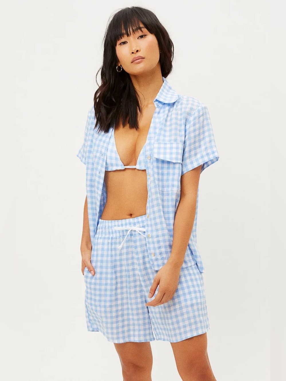 Frankies Bikinis Lou Linen Shorts & Top NEW